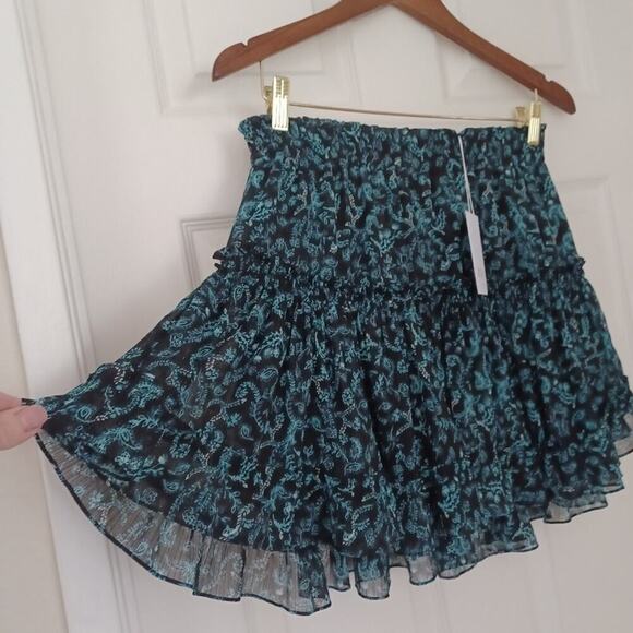 MISA Los Angeles Marion Teal Shimmer Mini Skirt Size M NWT - Picture 1 of 10